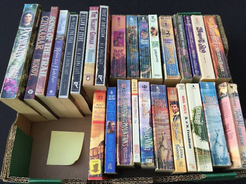 bulk lot 2 boxes of paperback novels Romance