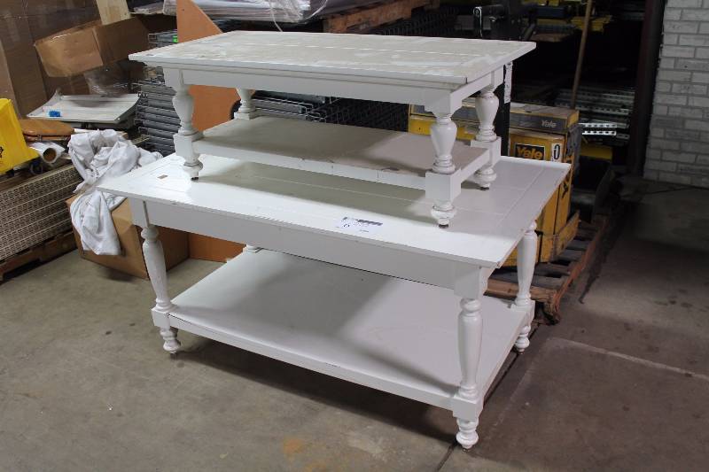 Lot of (2) Tables wLower Shelves 22� x 43� x 12.5� 35� x 60� x 31�.
