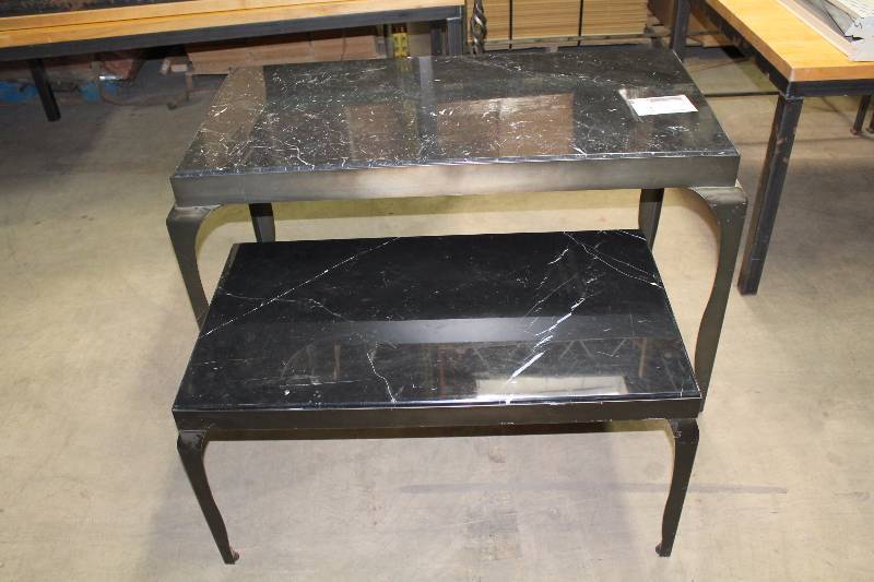 Lot of (2) Tables wStone Tops 51� x 26� x 30� 34.5� x 22.5� x 20�.