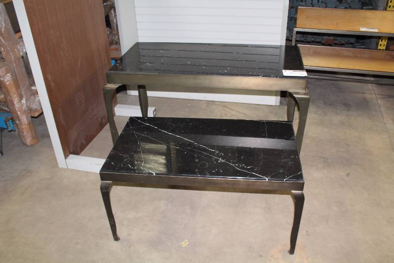 Lot of (2) Tables wStone Tops 51� x 26� x 30� 34.5� x 22.5� x 20�.