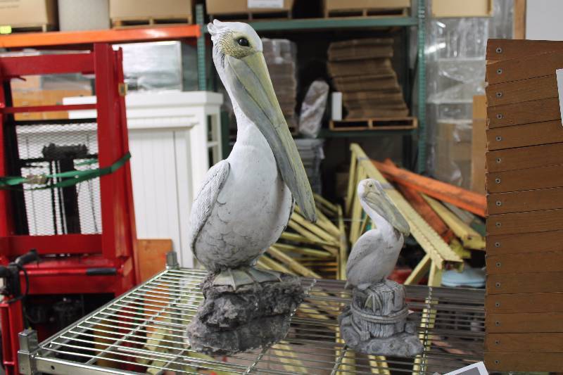 Lot of (2) Decorative Pelicans 27� & 15� Height.