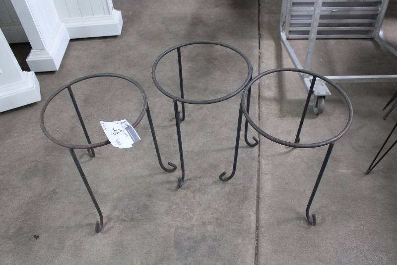 Lot of (3) Planters Stands Metal 18� Height.
