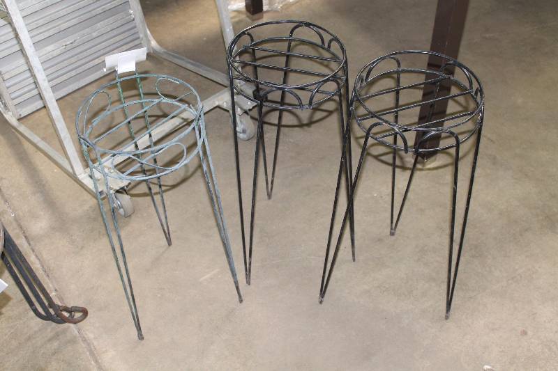 Lot of (3) Planters Stands Metal 27� Height.