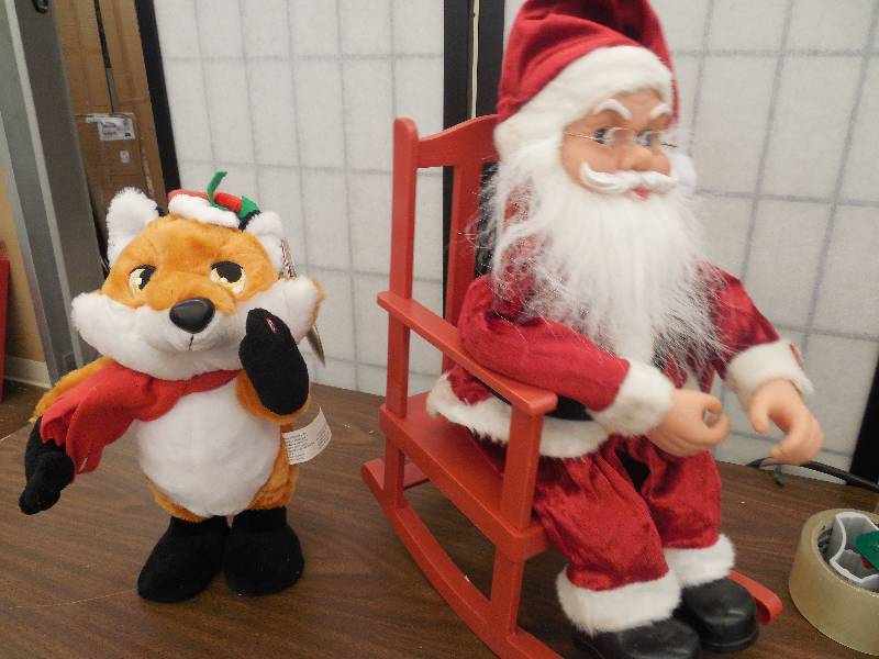 lot 37 image: 2 Christmas Decorations Santa & Fox