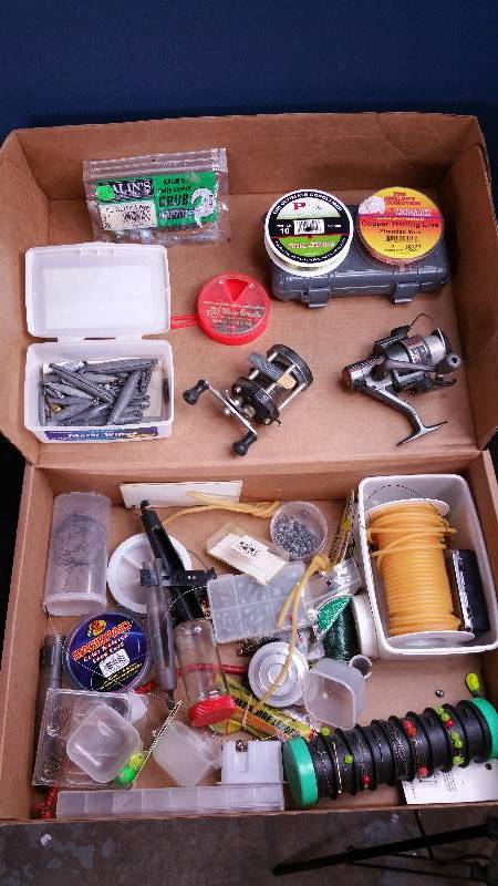 lot 155 image: Box of Tackle, Reels, String, Rigs  More