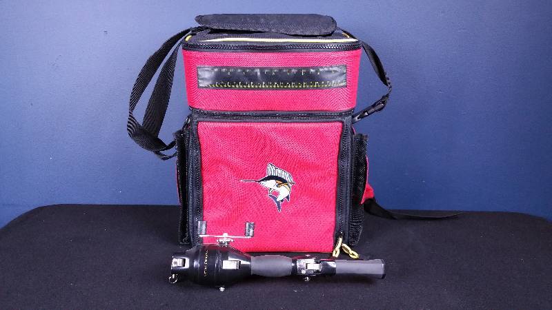 lot 157 image: Tackle Backpack w Instant Fisherman Portable Rod