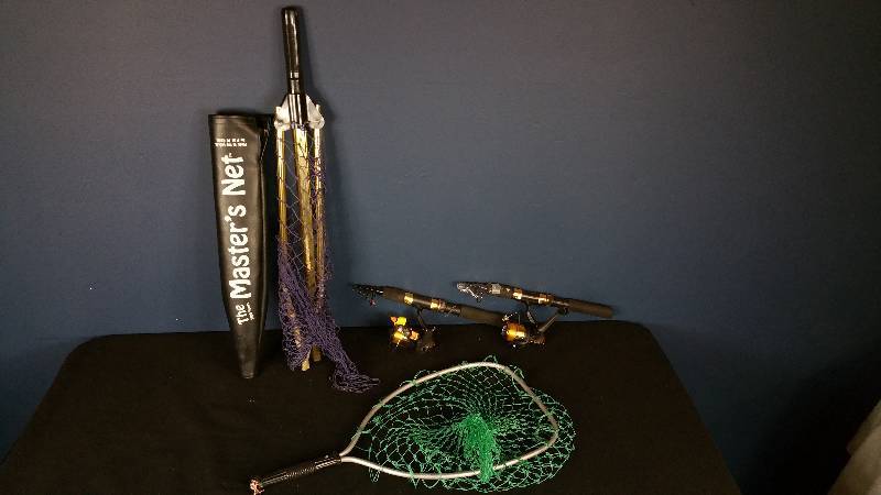 lot 158 image: Masters Net, (2) Telescoping Fishing Rods, Net