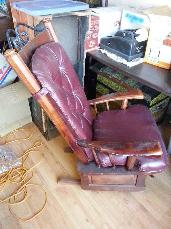 lot 182 image: Sturdy Wood & Wraught Iron Rocking Chair