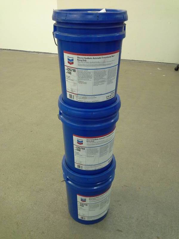 lot 47 image: Chevron Synthetic Automatic Transmission Fluid Heavy Duty - 15 Gallons