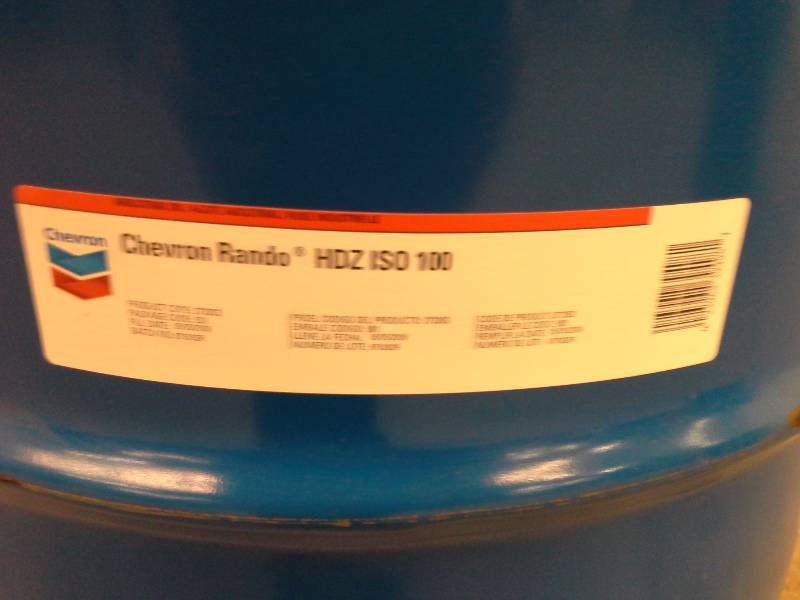 Chevron Rando HDZ ISO 100 Hydraulic Oil 55 Gallon Drum Autumn