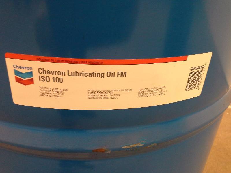 Chevron Lubricating Oil FM ISO 100 Food Grade Lubricant 55 Gallon