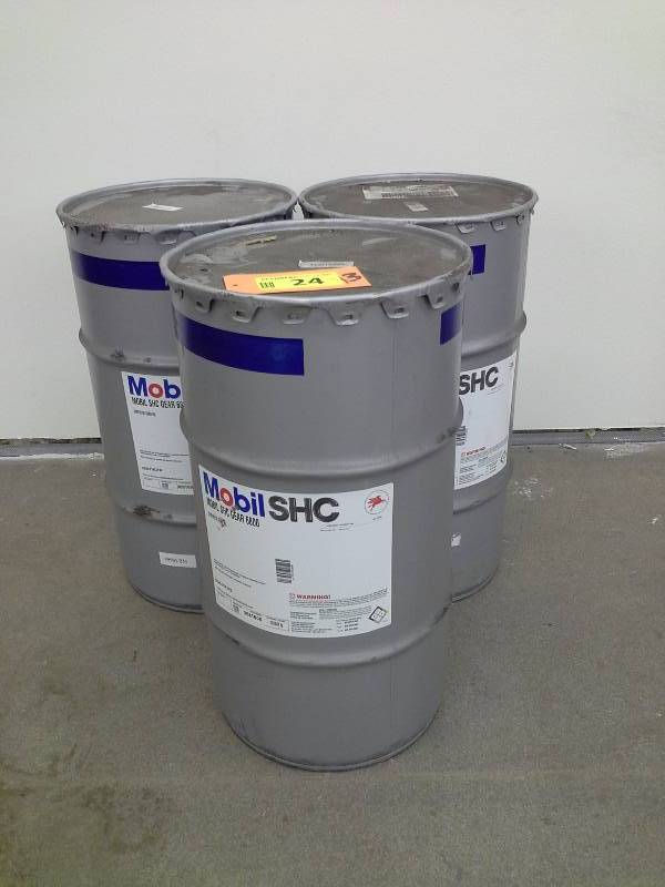 lot 24 image: Mobil SHC Gear 6800 Synthetic Gear Oil - THREE 16 Gallon Drums