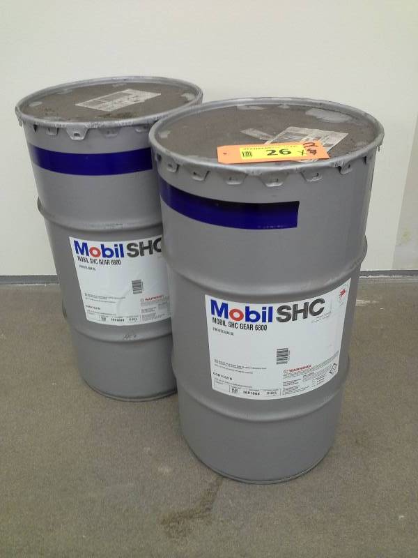 lot 25 image: Mobil SHC Gear 6800 Synthetic Gear Oil - TWO 16 Gallon Drums