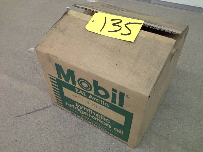 lot 135 image: Mobil EAL Arctic 46 Synthetic Refrigeration Oil 6-1 Gallon Metal Cans