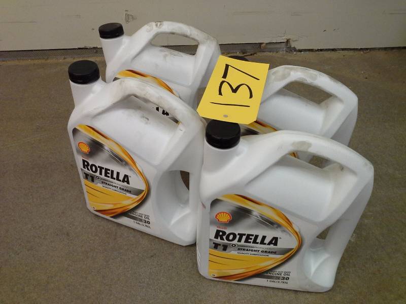 lot 137 image: Rotella T1 Straight Grade SAE 30 Heavy Duty Diesel Engine Oil - 4-1Gallon Jugs