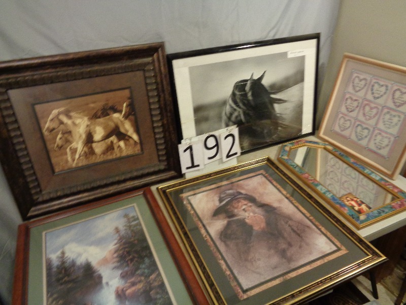 lot 192 image: Framed Pictures and Mirror