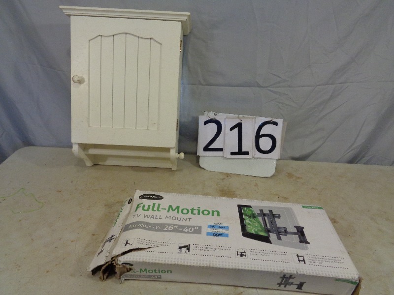 lot 216 image: New TV Wall Mount and Cabinet
