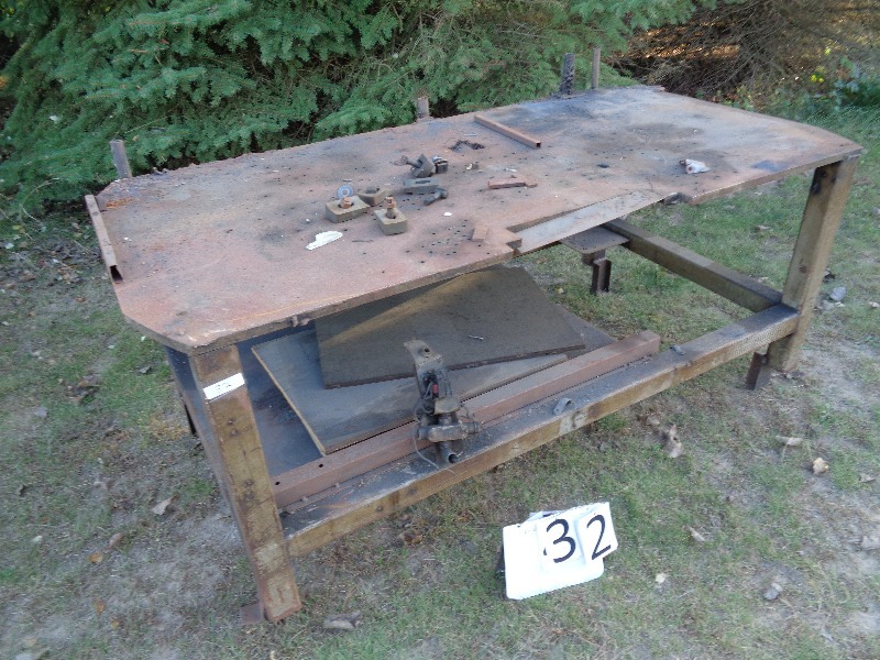 lot 32 image: Heavy Duty Steel Welding Table