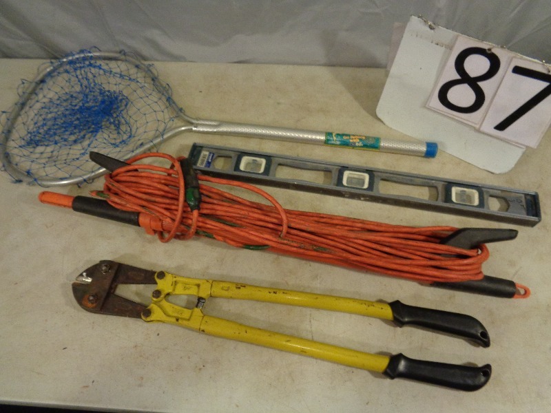 lot 87 image: Bolt Cutter, Extension Cord, and More