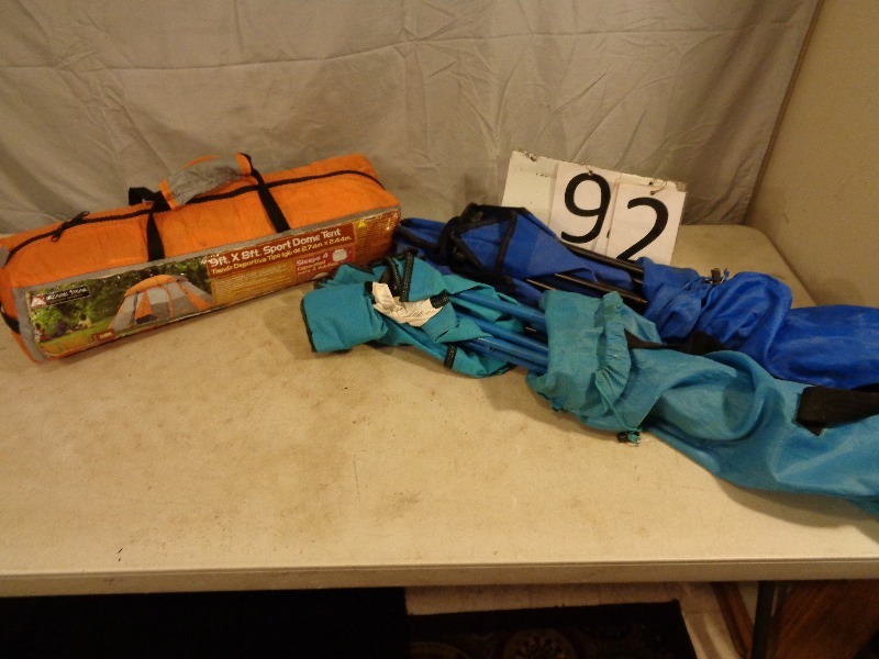 lot 92 image: Bag Chairs and Tent