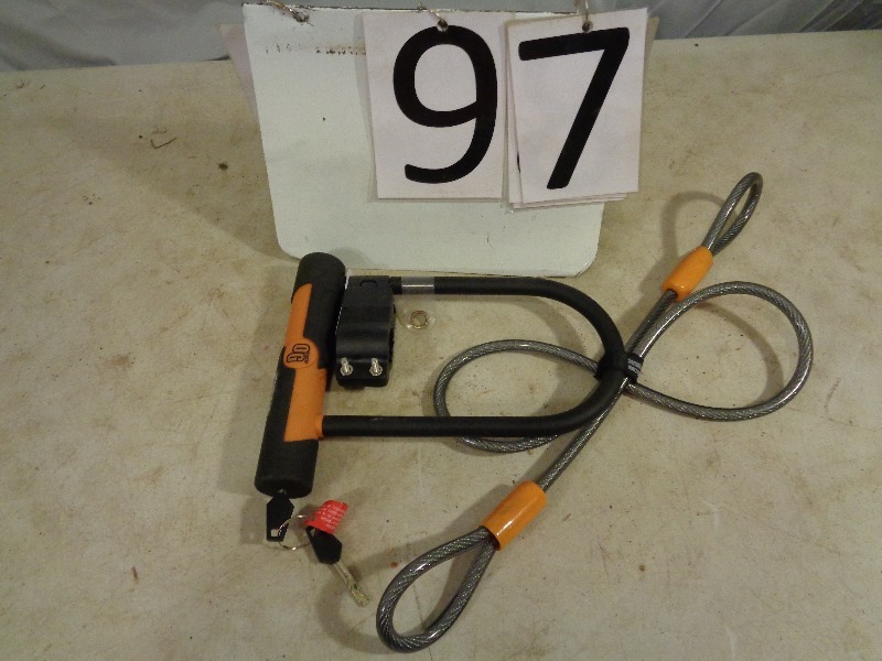 lot 97 image: U Lock Bike Lock, Mount, with Cable and Key