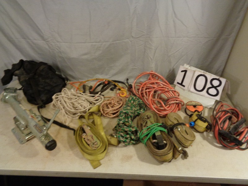 lot 108 image: Ratchet Straps, Tow Strap, and More