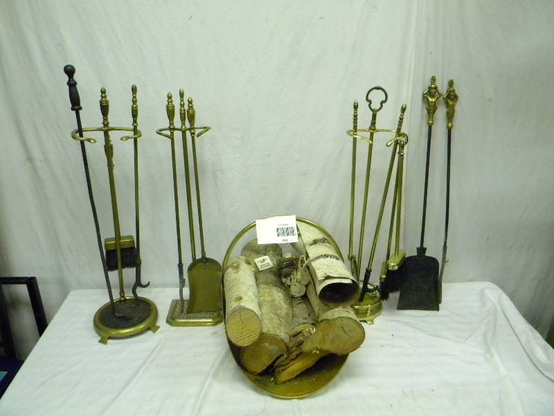 lot 233 image: 3 Sets Fireplace Tools and Wood