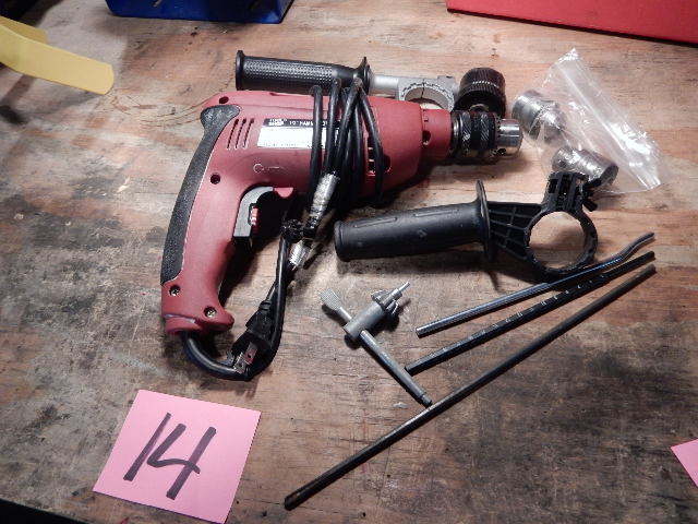 lot 14 image: TOOL SHOP, 12 in Hammer Drill, Plastic Tool Box