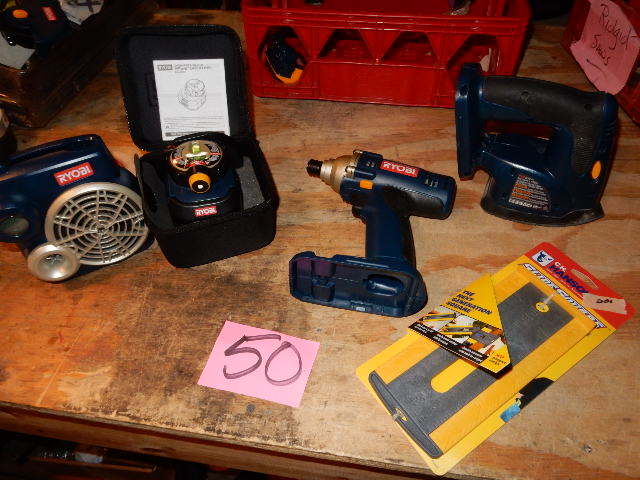 lot 50 image: Ryobi cordless tools.. No Batteries