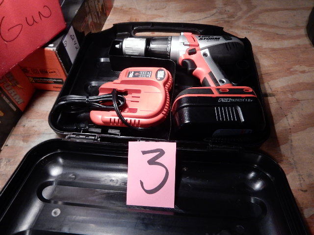 lot 3 image: Black and Decker, 18V Firestorm CORDLESS Drill
