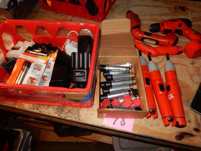 lot 48 image: Black and Decker Cordless Tools Batteries and Chargers