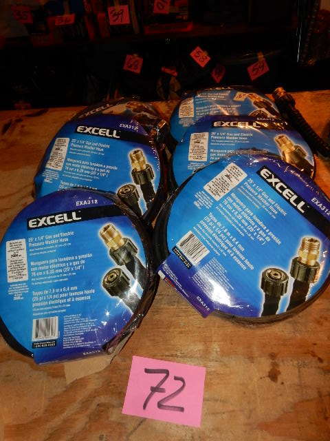 lot 72 image: 6, EXCELL, 25ft x 14 in Gas and electric Pressure Washer hoses.. New in package