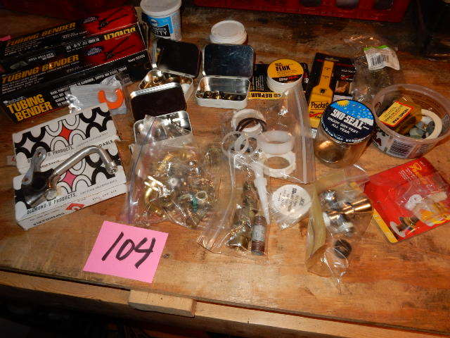 lot 104 image: Misc. Plumbing Accessories.. Tube Bender, 210 water Bibb