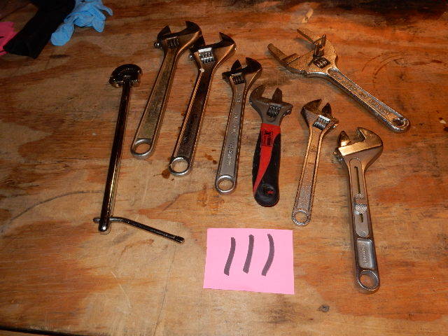lot 111 image: Pipe Wrenches, Sink Wrench, Slip andLock, Nut wrench