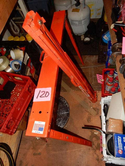 lot 120 image: 2, metal Saw horses.. New. Made in USA.. TOTA HORSE
