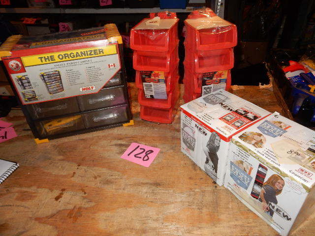 lot 128 image: Organizer Cabinet, 2 sets of bins, 2, Pocket mask kits