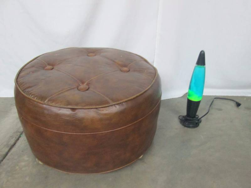 Rolling Ottoman and Lava Lamp