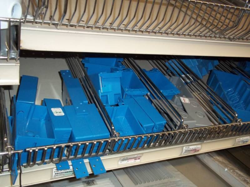 lot 328 image: 4 ft Shelf Lot includes plastic electrical boxes