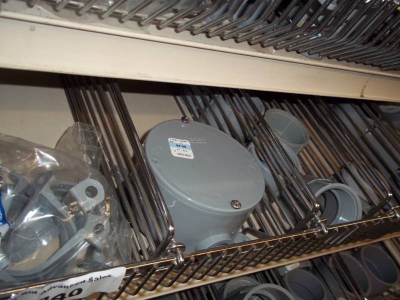 lot 340 image: 4 ft Shelf of Large Conduit connectors, etc