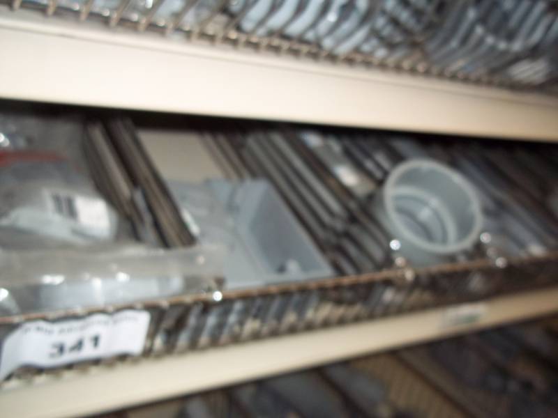 lot 341 image: 4 ft Shelf of Large Conduit connectors, etc