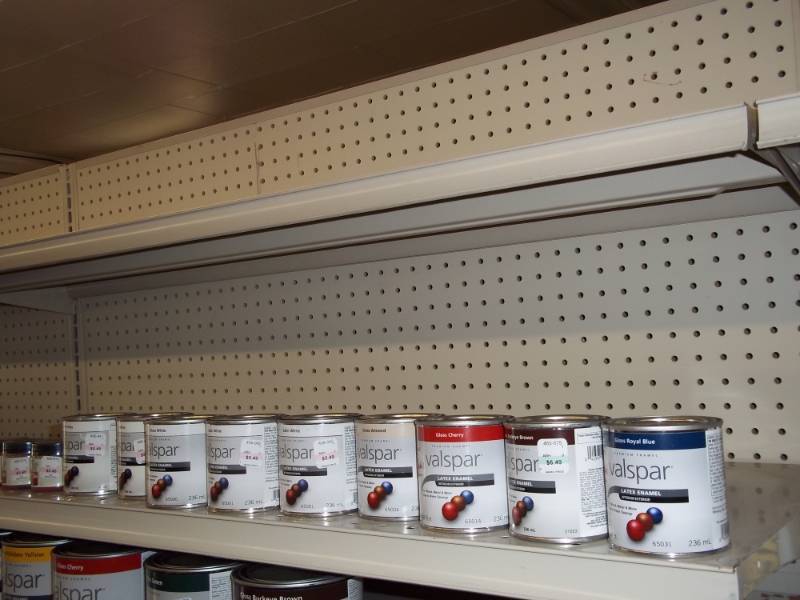 lot 402 image: 4 ft Shelf Lot includes Craft enamel and 12 pts latex enamel