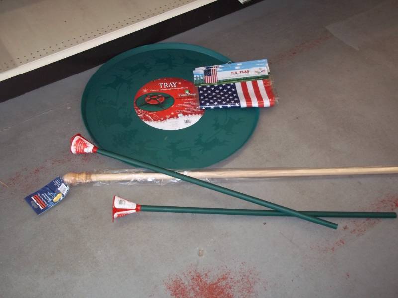 lot 440 image: Flag Pole, Christmas Tree Funnel and base, Flags