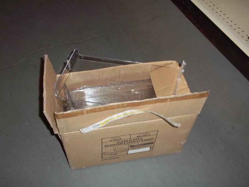 lot 519 image: Box of Clear Adjustable Display Baskets