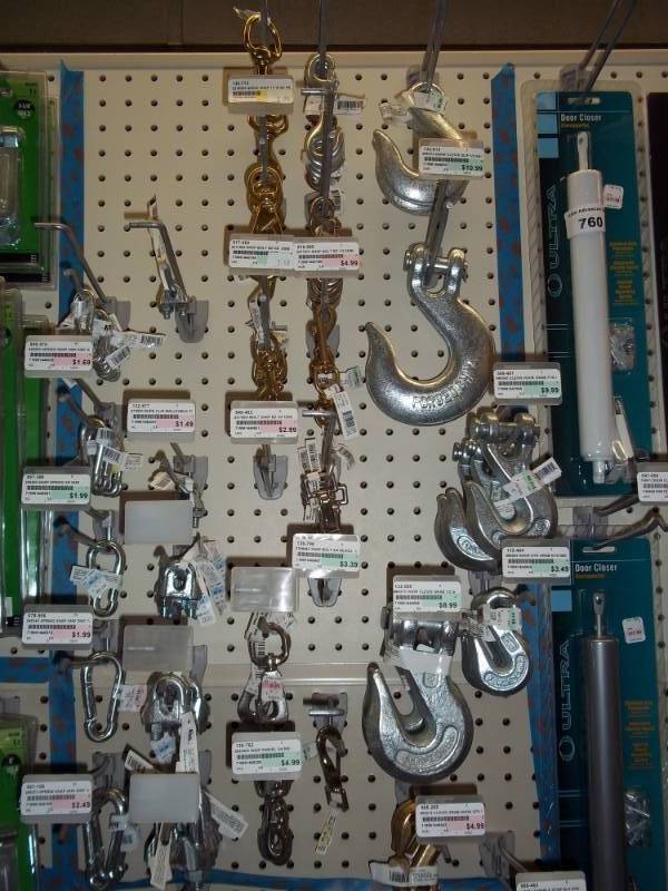 lot 761 image: Wall Lot of Chain hooks, Cable Clamps, etc