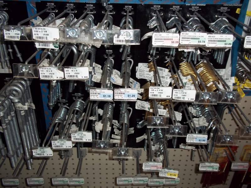 lot 782 image: Wall Lot of Variety of J Bolts and Screw Hooks
