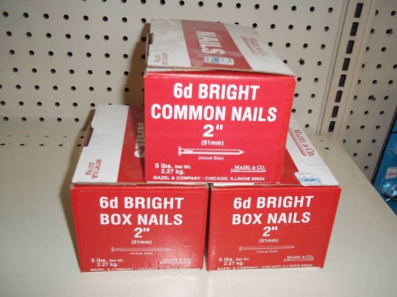 lot 800 image: Lot of 3 - 5 lb Boxes of 2 in Nails