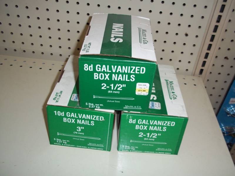 lot 801 image: Lot of 3 - 5 lb boxes Galvanized Nails