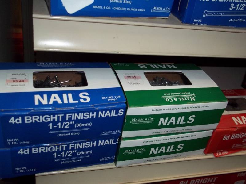 lot 804 image: Shelf Lot of 15 lbs of Variety of Nails includes Roofing Nails