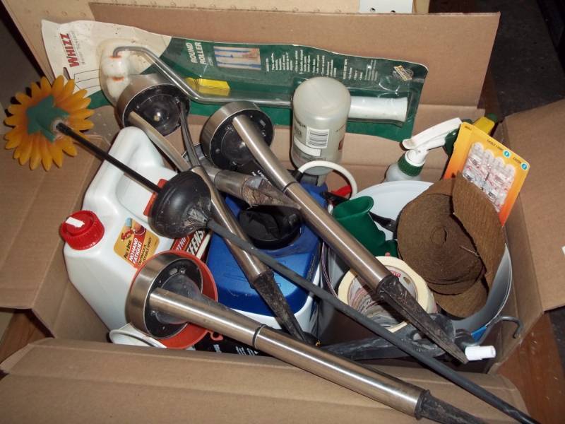 lot 1167 image: Used Garden Supplies includes sprayers, outdoor lights,