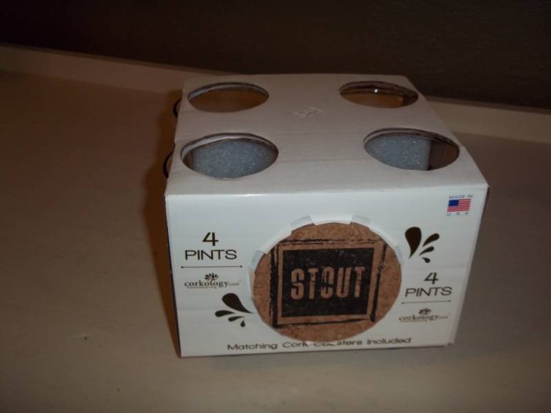 lot 1236 image: 4 Pints with matching cork coasters set